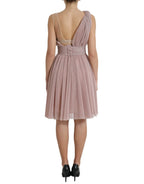 Dolce & Gabbana Pink One Shoulder Pleated Lame Tulle Dress - Zeiniez