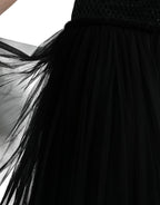 Dolce & Gabbana Black Sequined Sleeveless Mesh Layered Gown Dress - Zeiniez