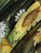 Dolce & Gabbana Black Sunflower A-line Pleated Maxi Dress - Zeiniez