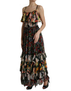 Dolce & Gabbana Multicolor Floral Chiffon Tiered Maxi Dress - Zeiniez