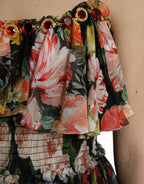 Dolce & Gabbana Multicolor Floral Chiffon Tiered Maxi Dress - Zeiniez