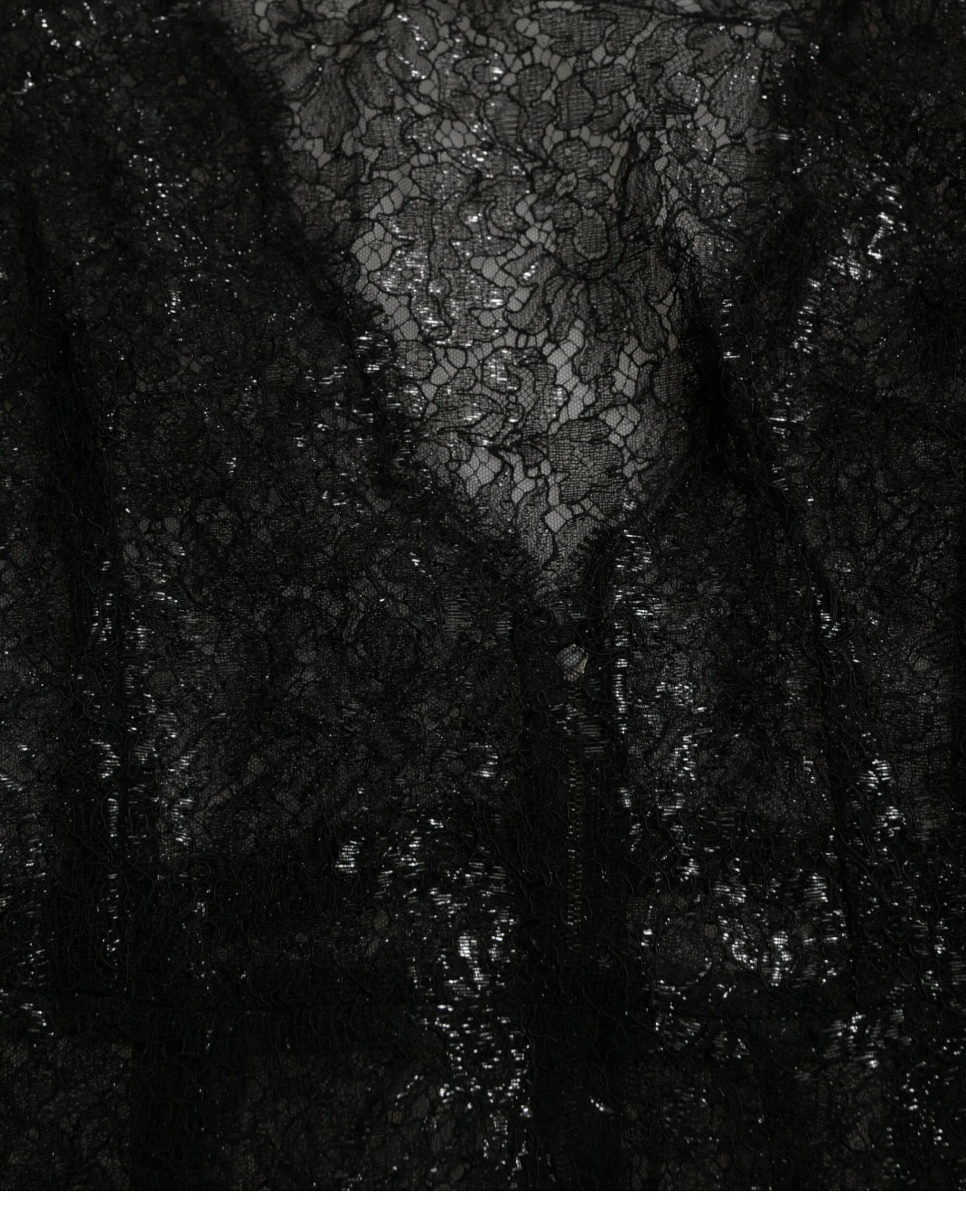 Dolce & Gabbana Black Floral Lace Sheer A-line Midi Dress - Zeiniez