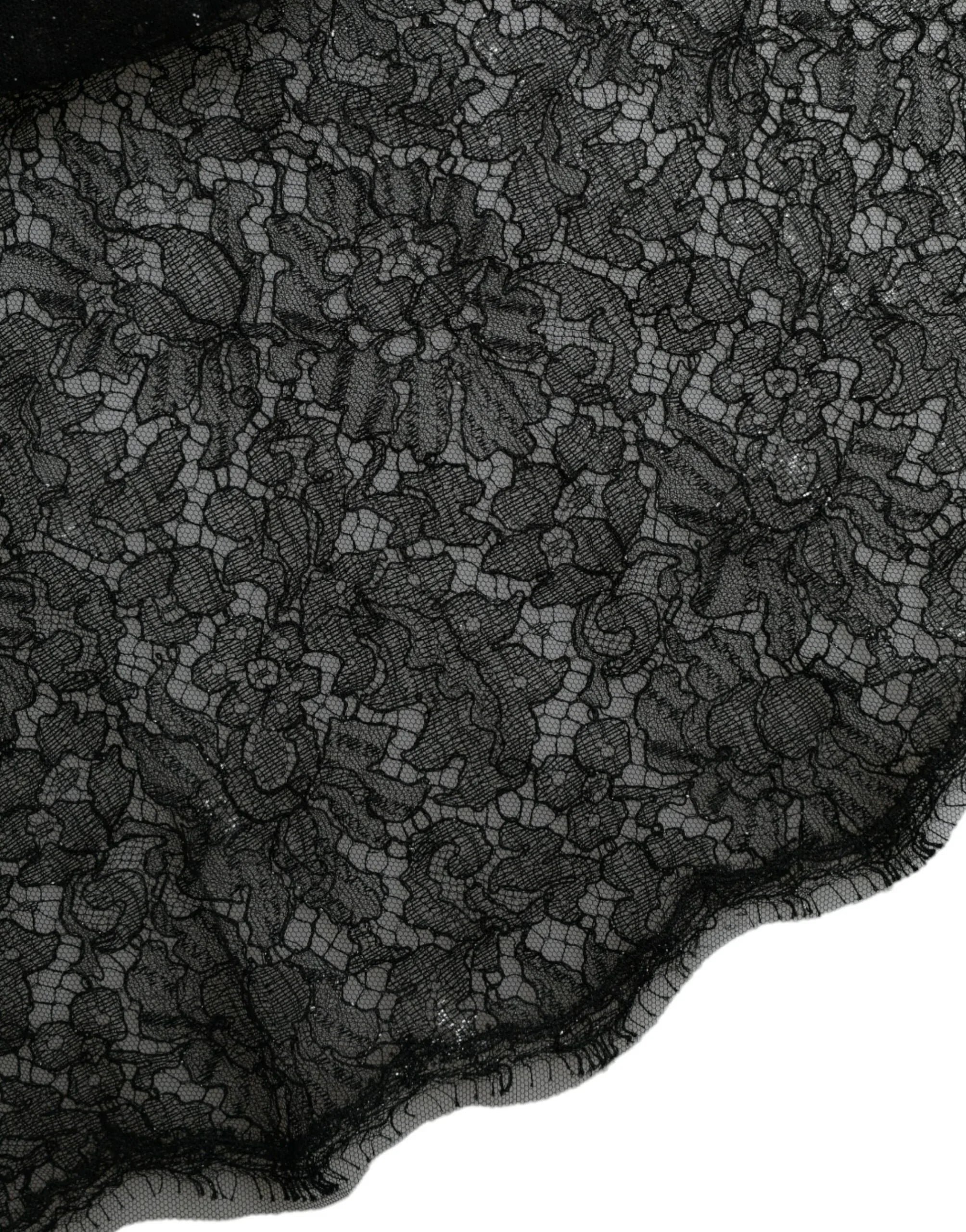 Dolce & Gabbana Black Floral Lace Sheer A-line Midi Dress - Zeiniez