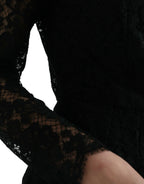 Dolce & Gabbana Black Lace Crystal Embellished Sheath Dress - Zeiniez