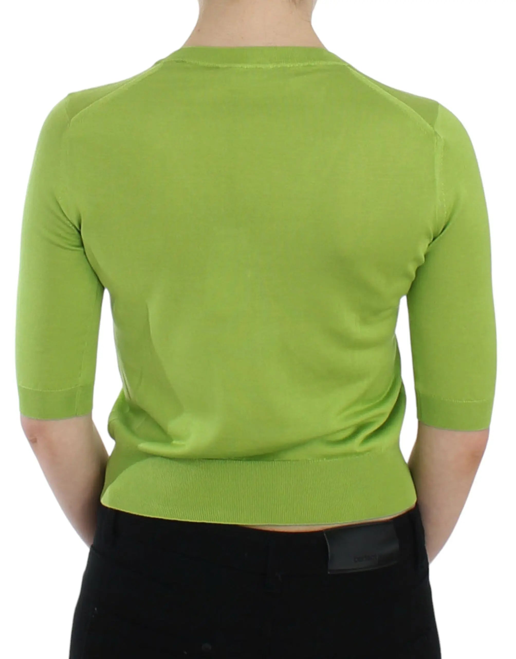 Dolce & Gabbana Green Wool V-neck Pullover Sweater Top Dolce & Gabbana