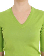 Dolce & Gabbana Green Wool V-neck Pullover Sweater Top Dolce & Gabbana