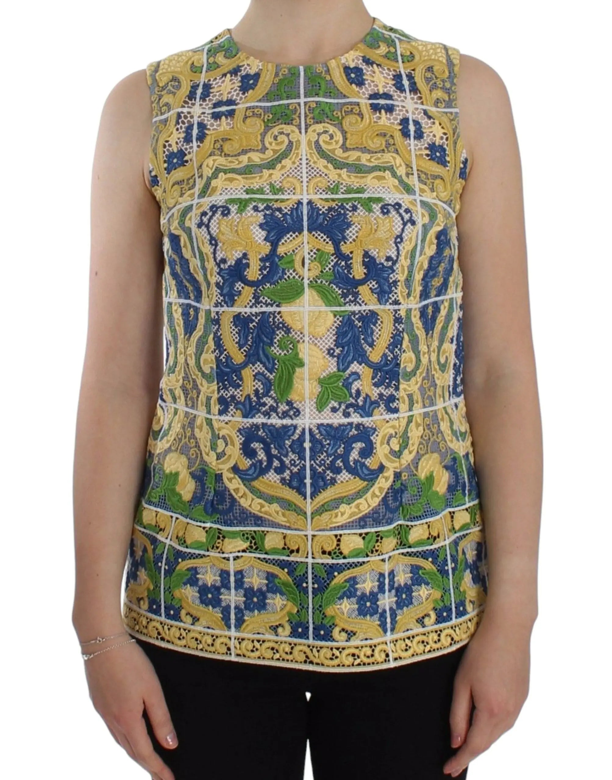 Dolce & Gabbana Multicolor Majolica Embroidered Sweater Dolce & Gabbana