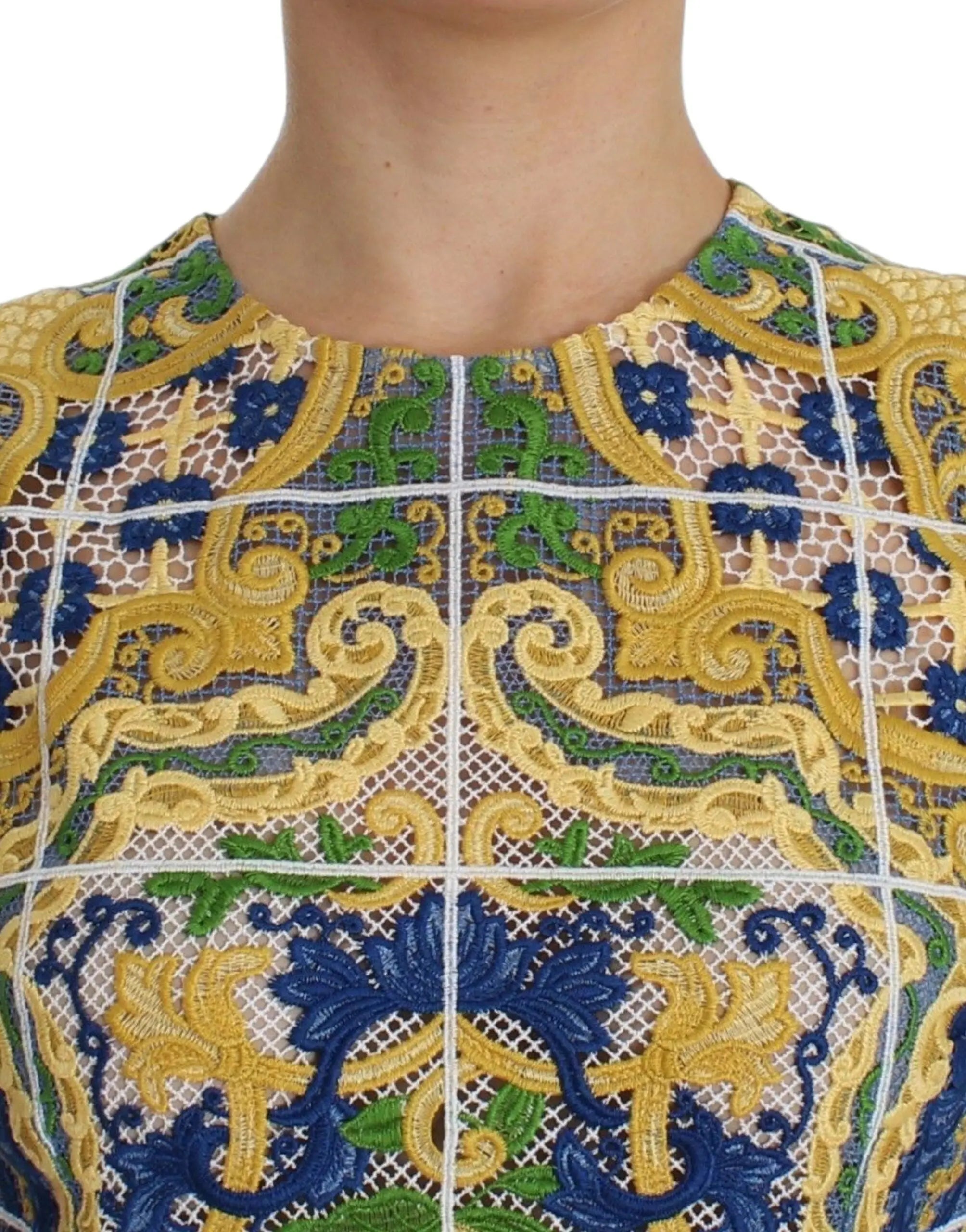 Dolce & Gabbana Multicolor Majolica Embroidered Sweater Dolce & Gabbana