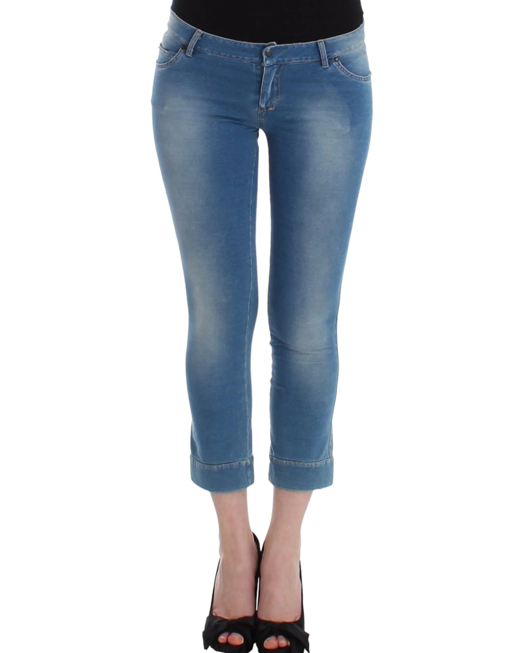 Ermanno Scervino Beachwear Blue Jeans Capri Pants Cropped - Zeiniez
