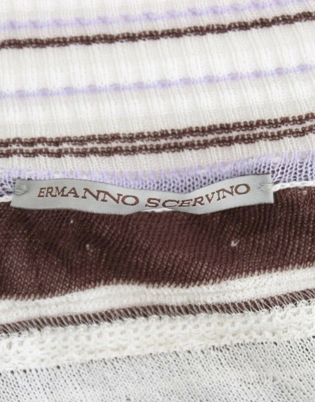 Ermanno Scervino Striped Lace V-Neck Short Sleeve Top Sweater - Zeiniez