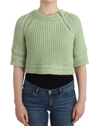 Ermanno Scervino Green Cropped Knit Sweater Knitted Jumper - Zeiniez