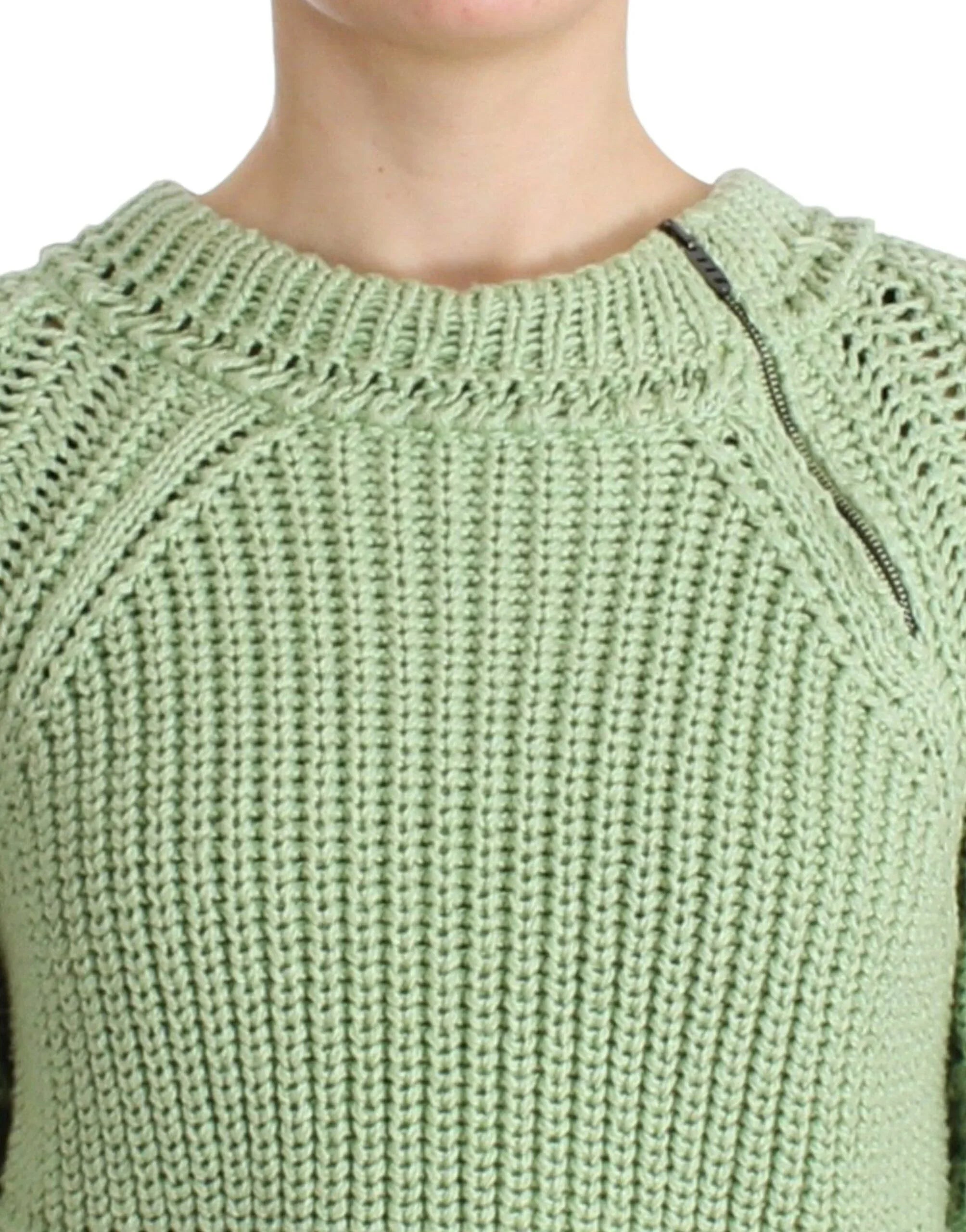 Ermanno Scervino Green Cropped Knit Sweater Knitted Jumper - Zeiniez