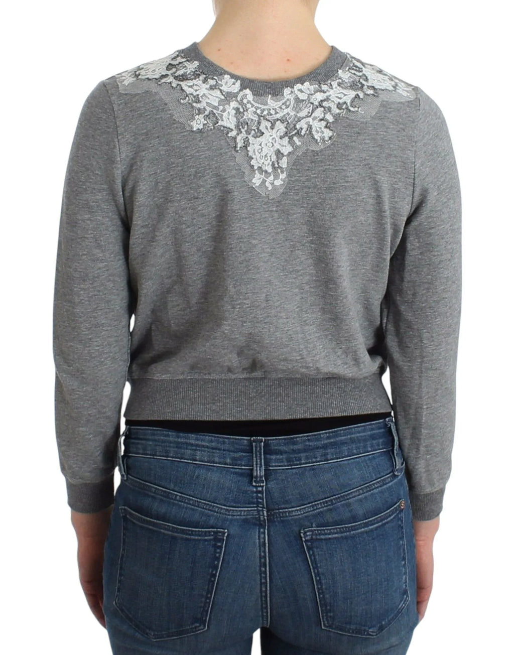 Ermanno Scervino Lingerie Gray Lace Sweater Cardigan Top - Zeiniez