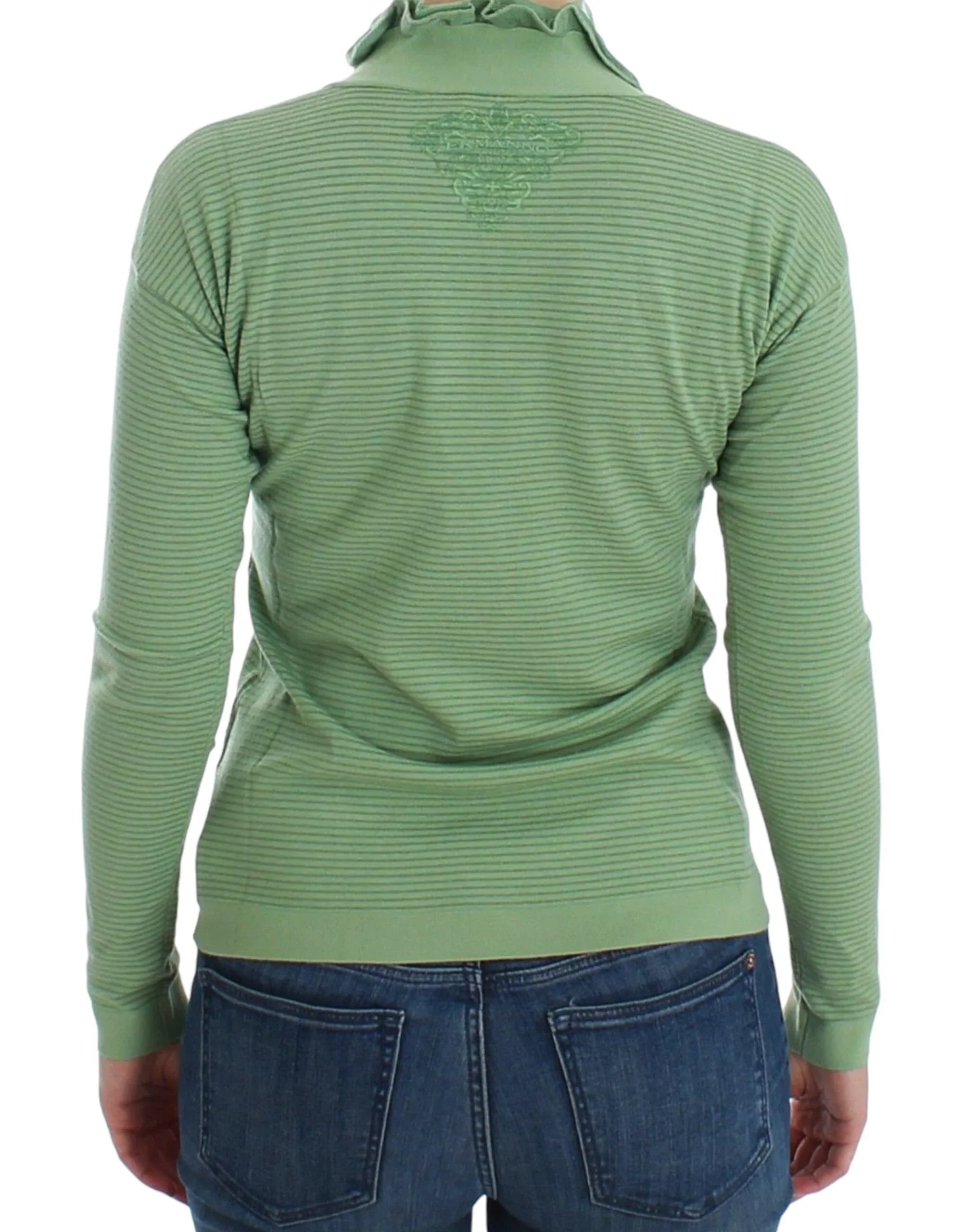 Ermanno Scervino Green Wool Blend Striped Long Sleeve Sweater - Zeiniez