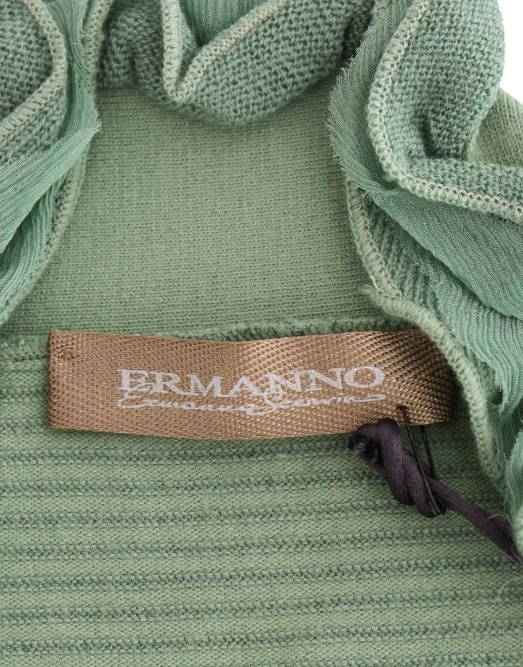 Ermanno Scervino Green Wool Blend Striped Long Sleeve Sweater - Zeiniez