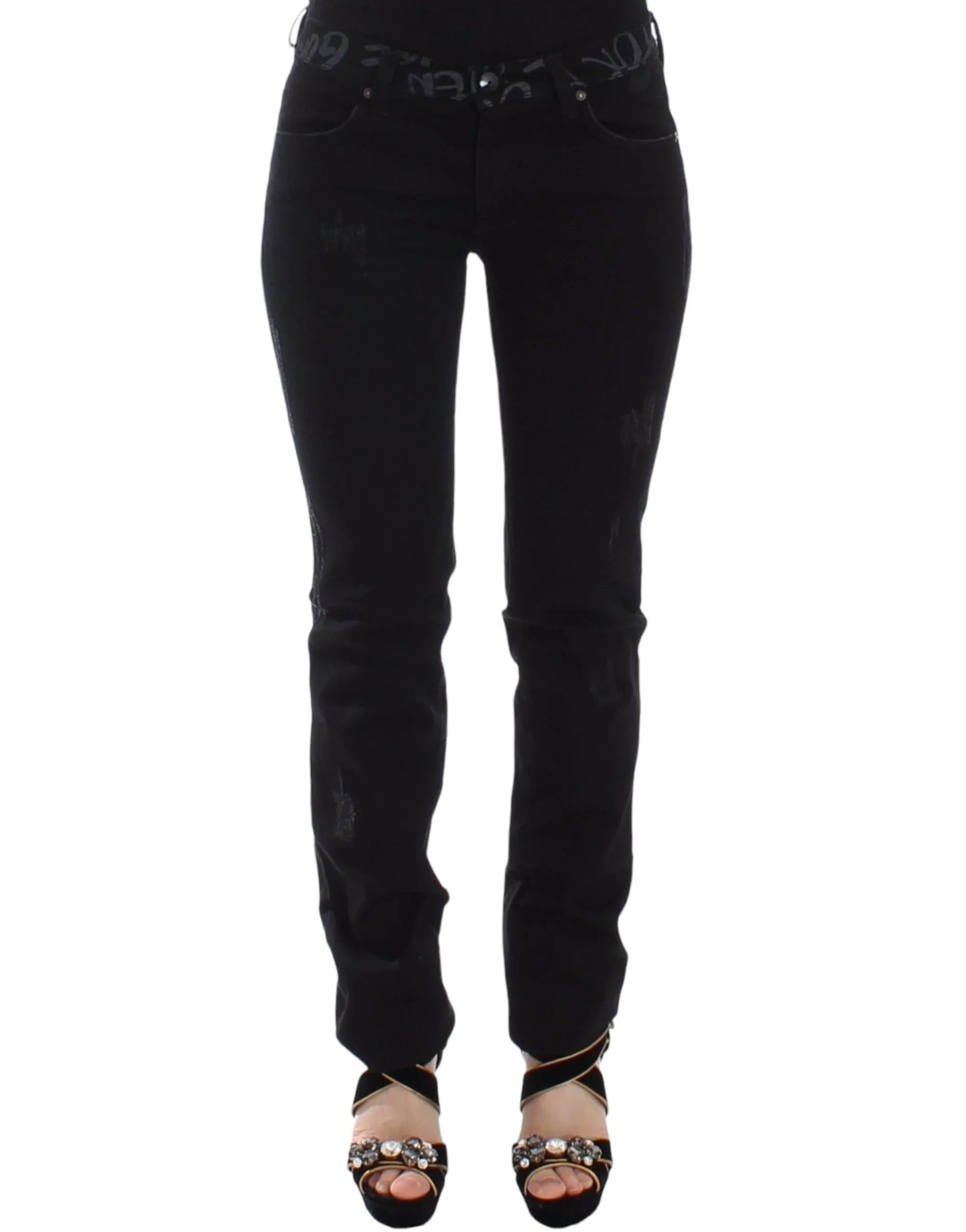 Ermanno Scervino Black Slim Jeans Denim Pants Skinny Stretch - Zeiniez