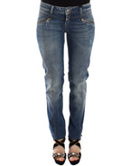 Ermanno Scervino Blue Slim Jeans Denim Pants Straight Stretch - Zeiniez