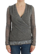 Ermanno Scervino Gray Wool Blend Stretch Long Sleeve Sweater - Zeiniez