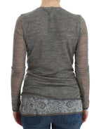 Ermanno Scervino Gray Wool Blend Stretch Long Sleeve Sweater - Zeiniez