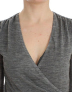 Ermanno Scervino Gray Wool Blend Stretch Long Sleeve Sweater - Zeiniez