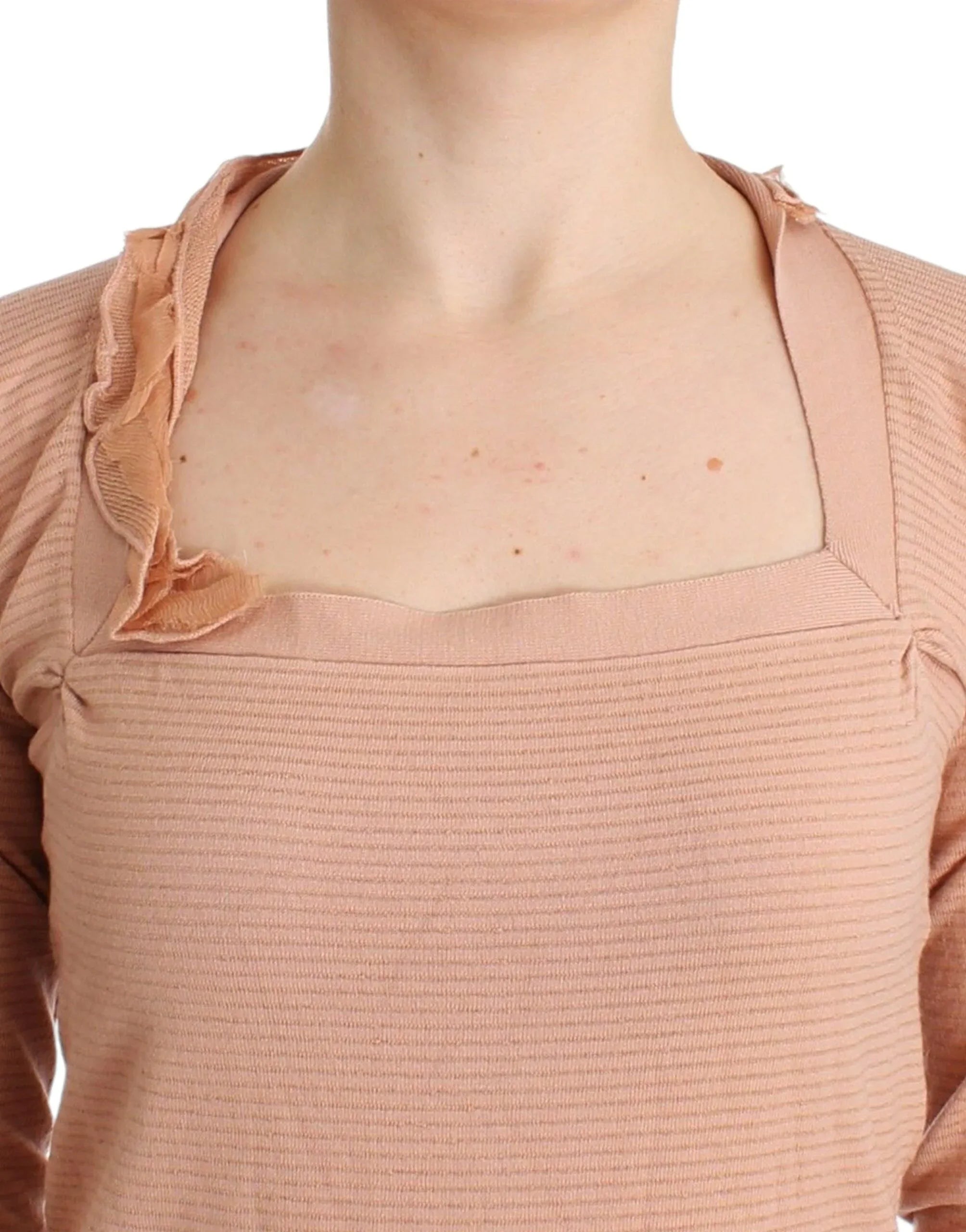 Ermanno Scervino Orange Wool Blend Striped Long Sleeve Top - Zeiniez