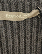 Ermanno Scervino Gray Knit Top Knitted Sweater Merino Wool - Zeiniez