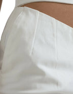 Dolce & Gabbana Black White Cotton Cut Out Waist Tapered Pants - Zeiniez