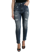 Dolce & Gabbana Dark Blue Distressed GRACE Skinny Denim Jeans - Zeiniez