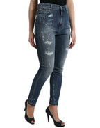 Dolce & Gabbana Dark Blue Distressed GRACE Skinny Denim Jeans - Zeiniez