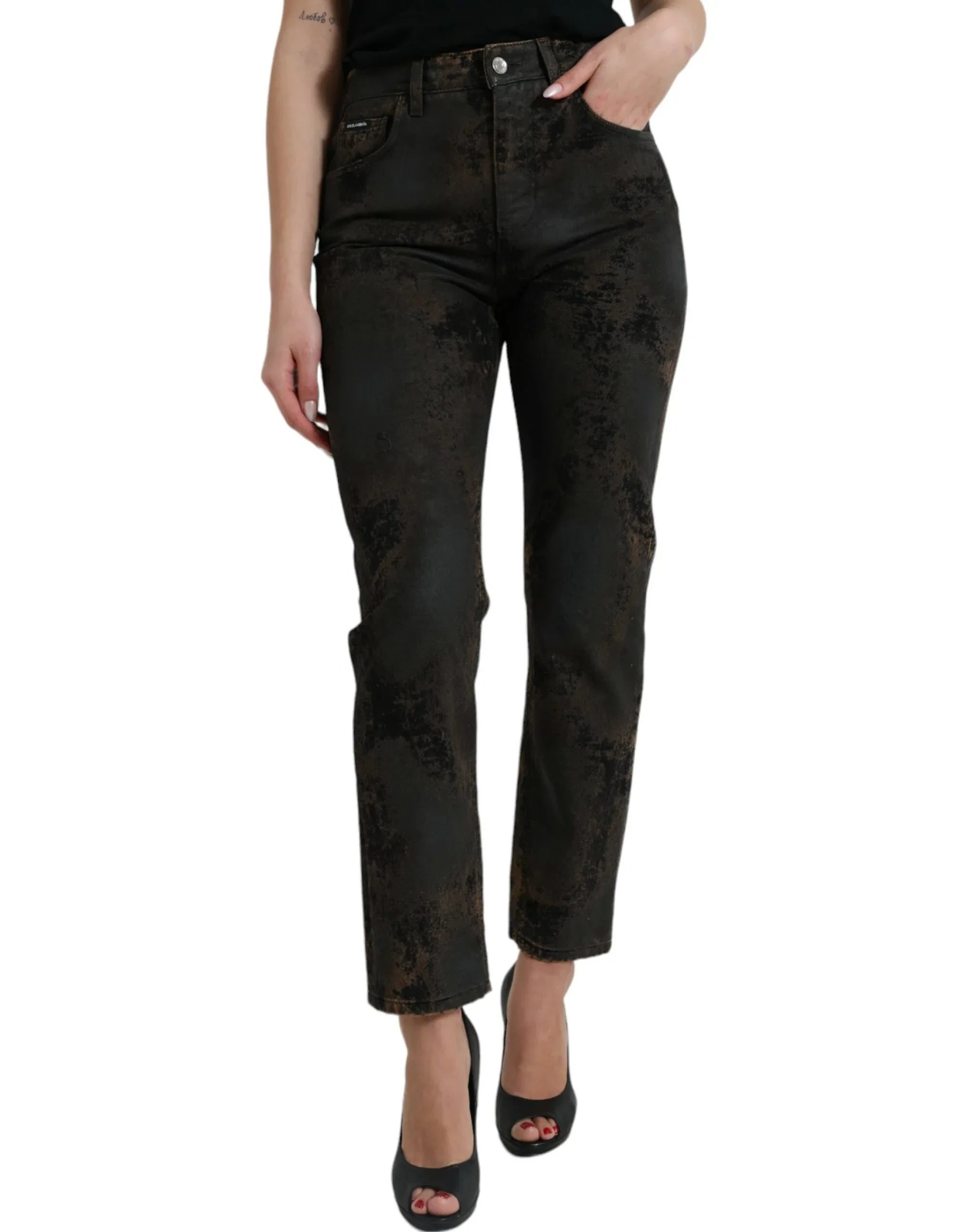 Dolce & Gabbana Brown BOYFRIEND Mid Waist Cotton Denim Jeans - Zeiniez
