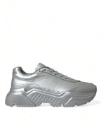 Dolce & Gabbana Silver DAYMASTER Leather Men Casual Sneakers Shoes - Zeiniez