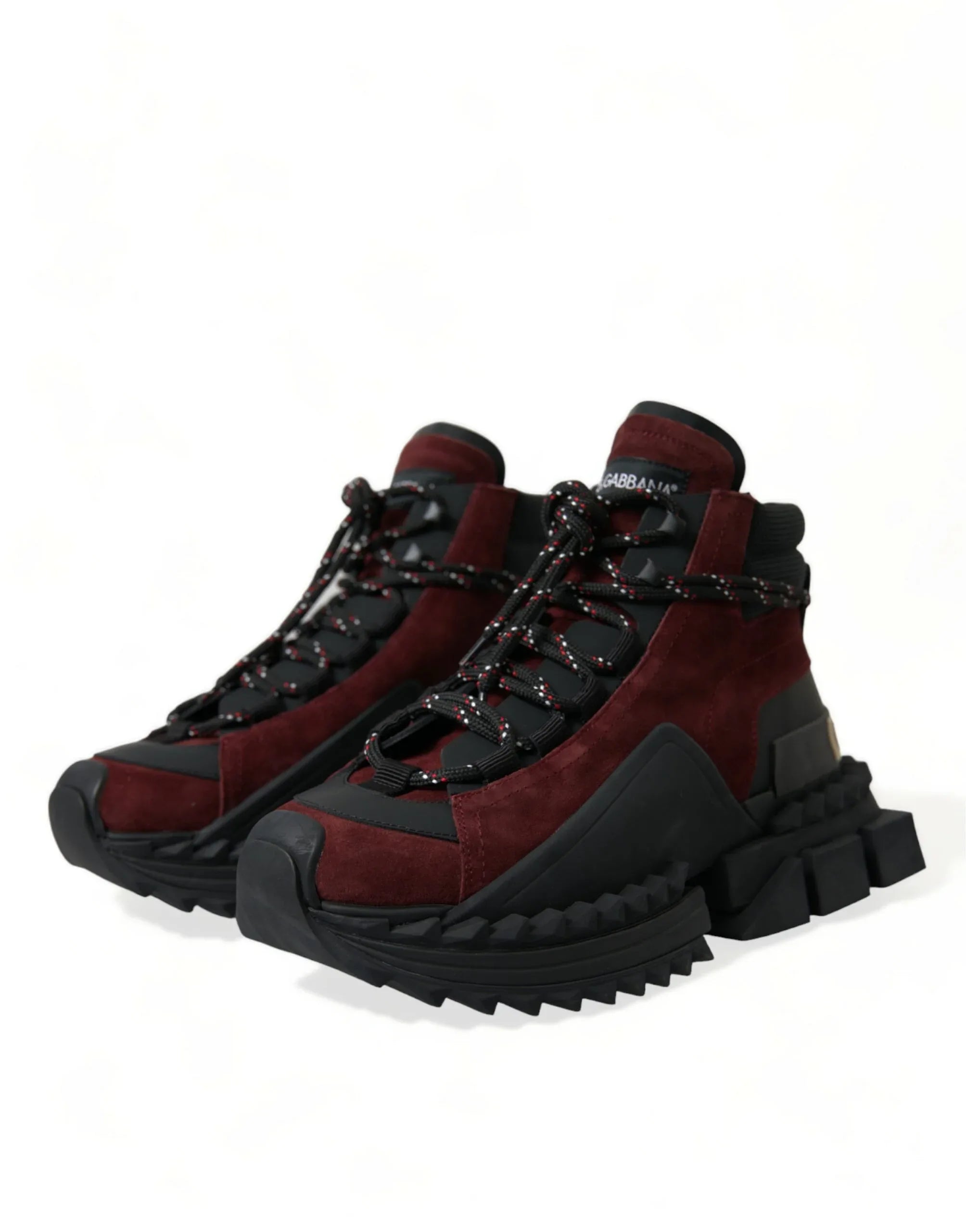 Dolce & Gabbana Burgundy Super King High Top Men Sneakers Shoes - Zeiniez