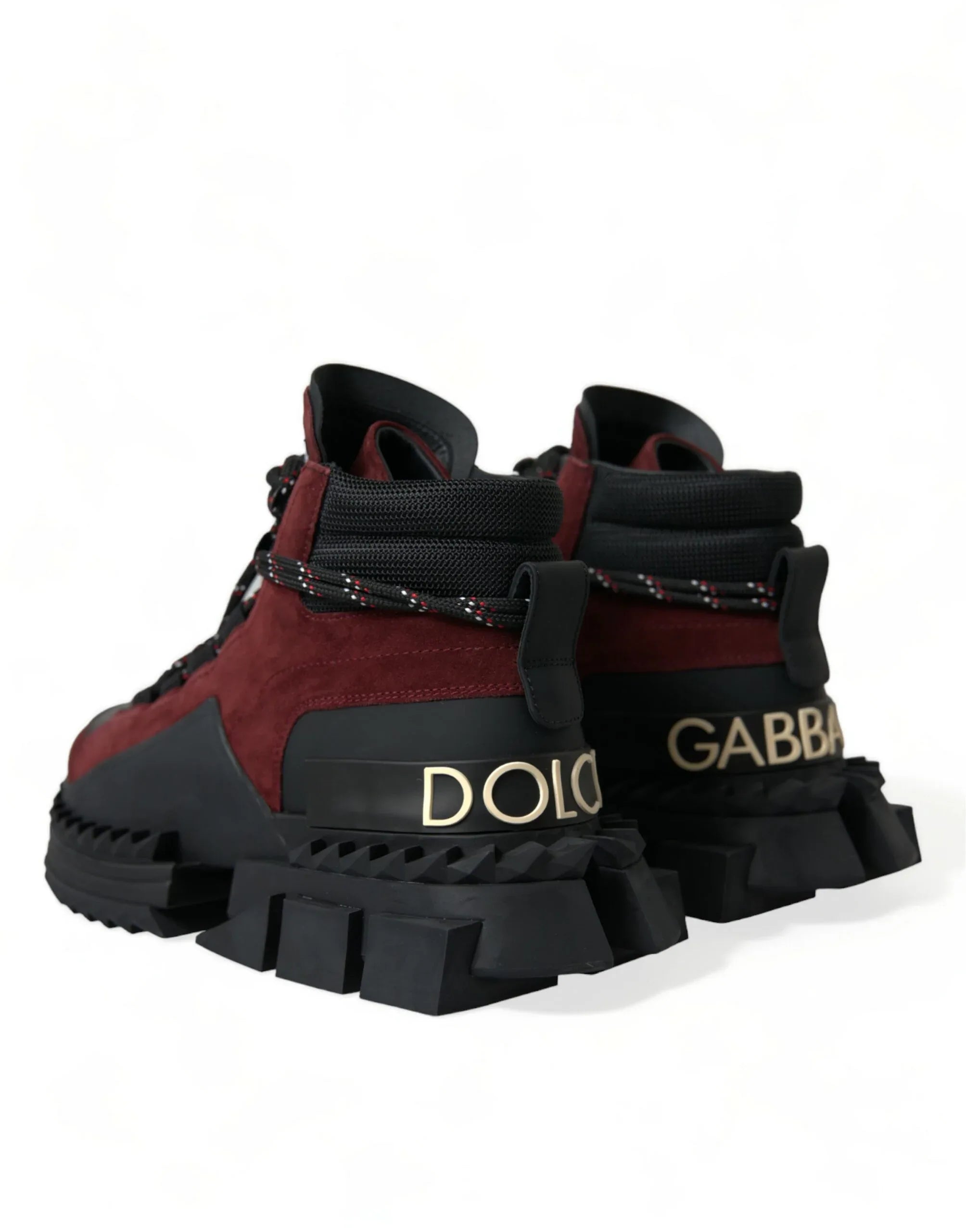 Dolce & Gabbana Burgundy Super King High Top Men Sneakers Shoes - Zeiniez