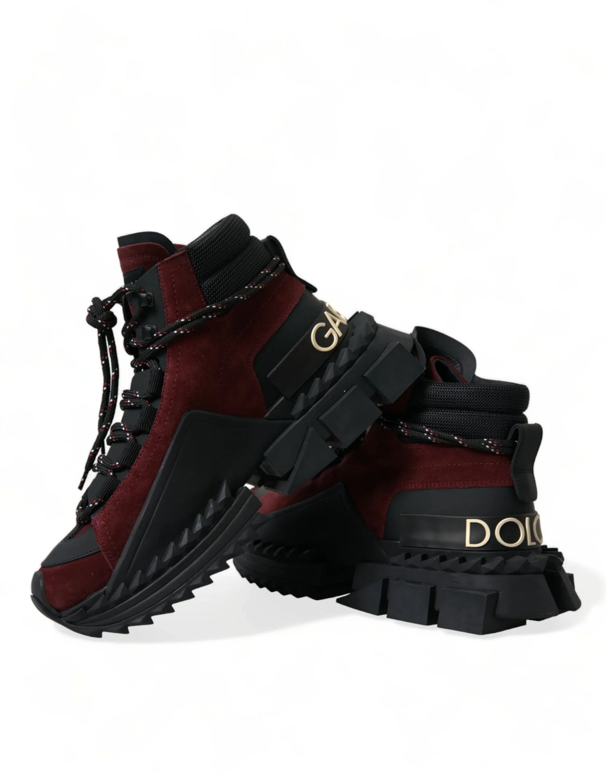 Dolce & Gabbana Burgundy Super King High Top Men Sneakers Shoes - Zeiniez