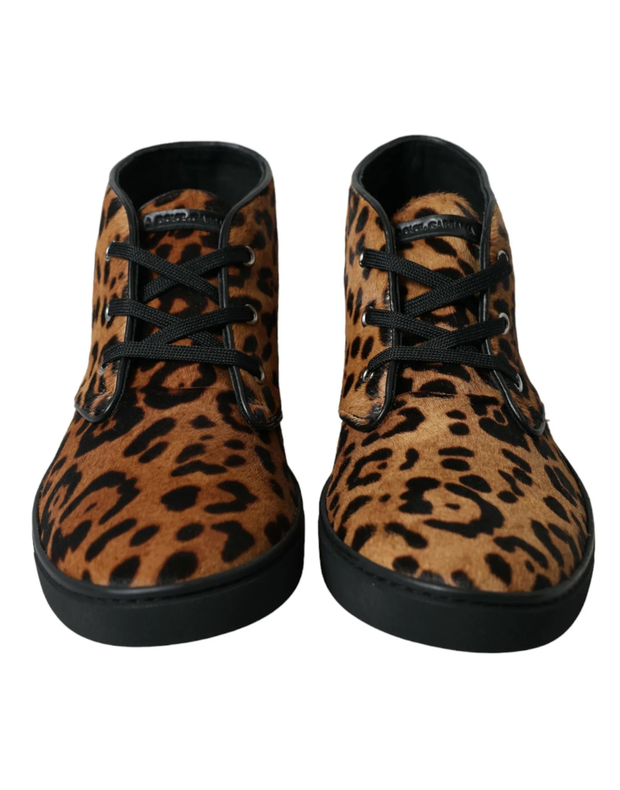 Dolce & Gabbana Brown Leopard Pony Hair Leather Sneakers Shoes - Zeiniez
