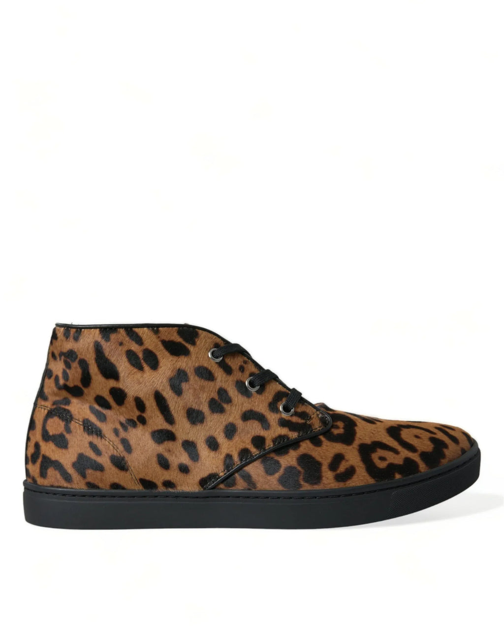 Dolce & Gabbana Brown Leopard Pony Hair Leather Sneakers Shoes - Zeiniez