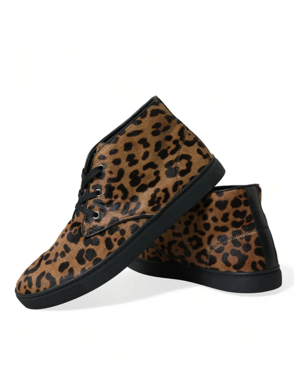 Dolce & Gabbana Brown Leopard Pony Hair Leather Sneakers Shoes - Zeiniez