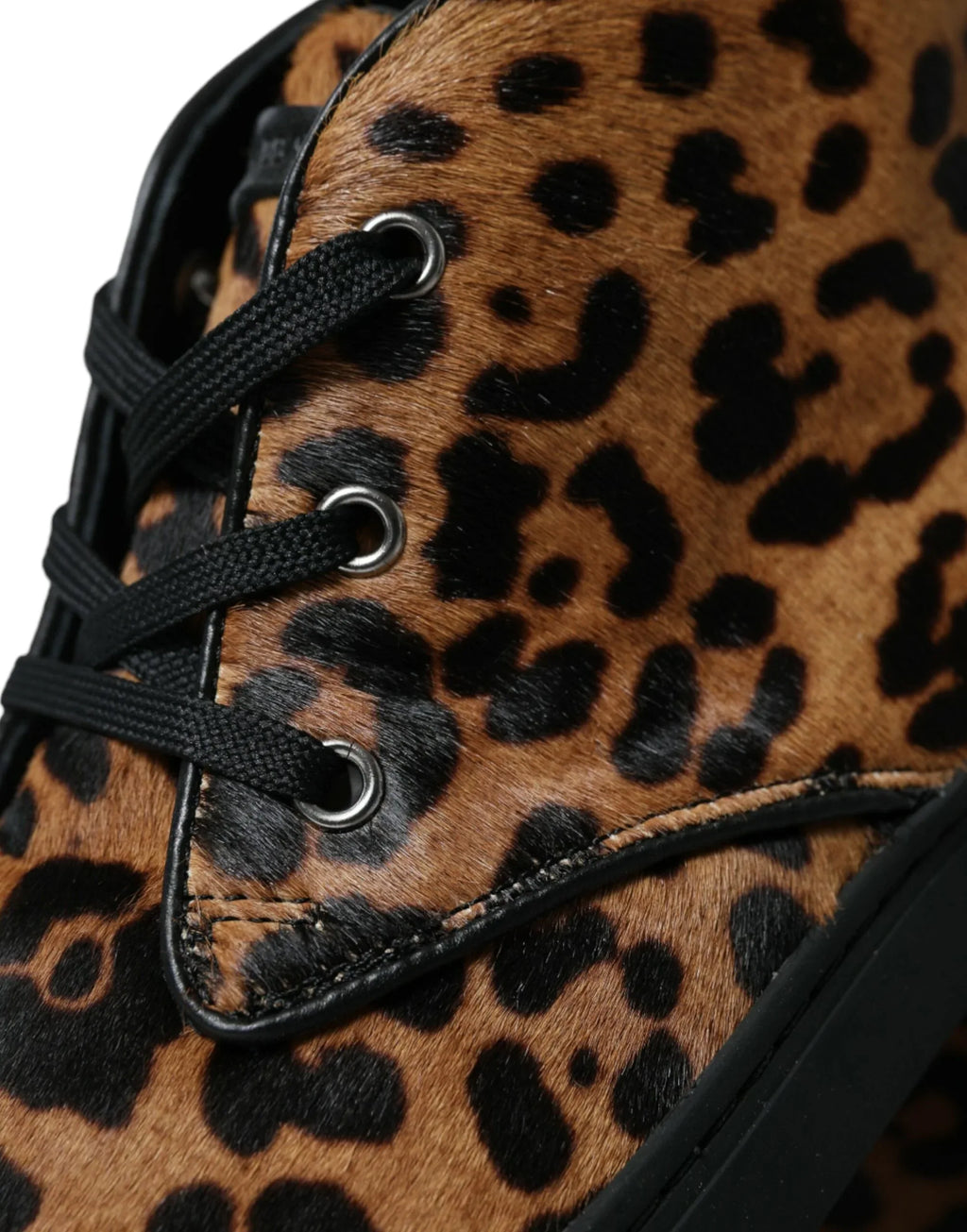 Dolce & Gabbana Brown Leopard Pony Hair Leather Sneakers Shoes - Zeiniez