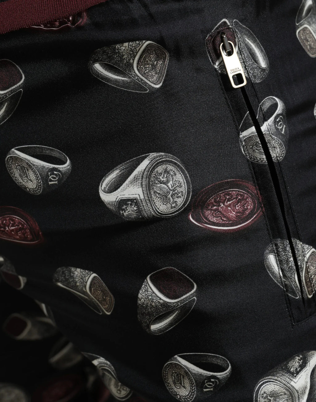 Dolce & Gabbana Black Ring Silk Jogging Trousers Pants - Zeiniez