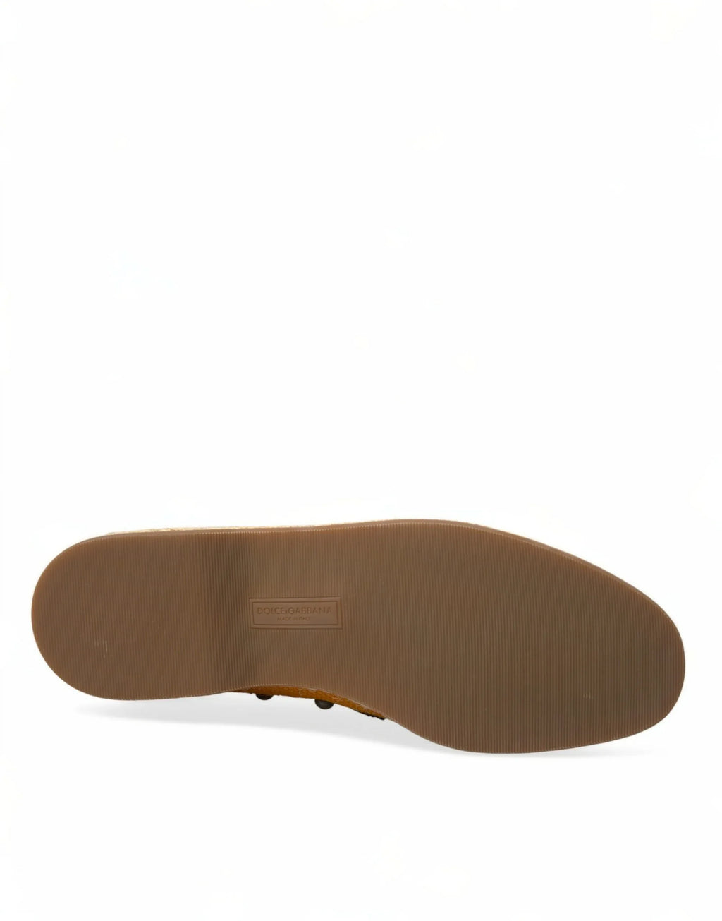 Dolce & Gabbana Orange Linen Leather Studded Loafers Shoes - Zeiniez