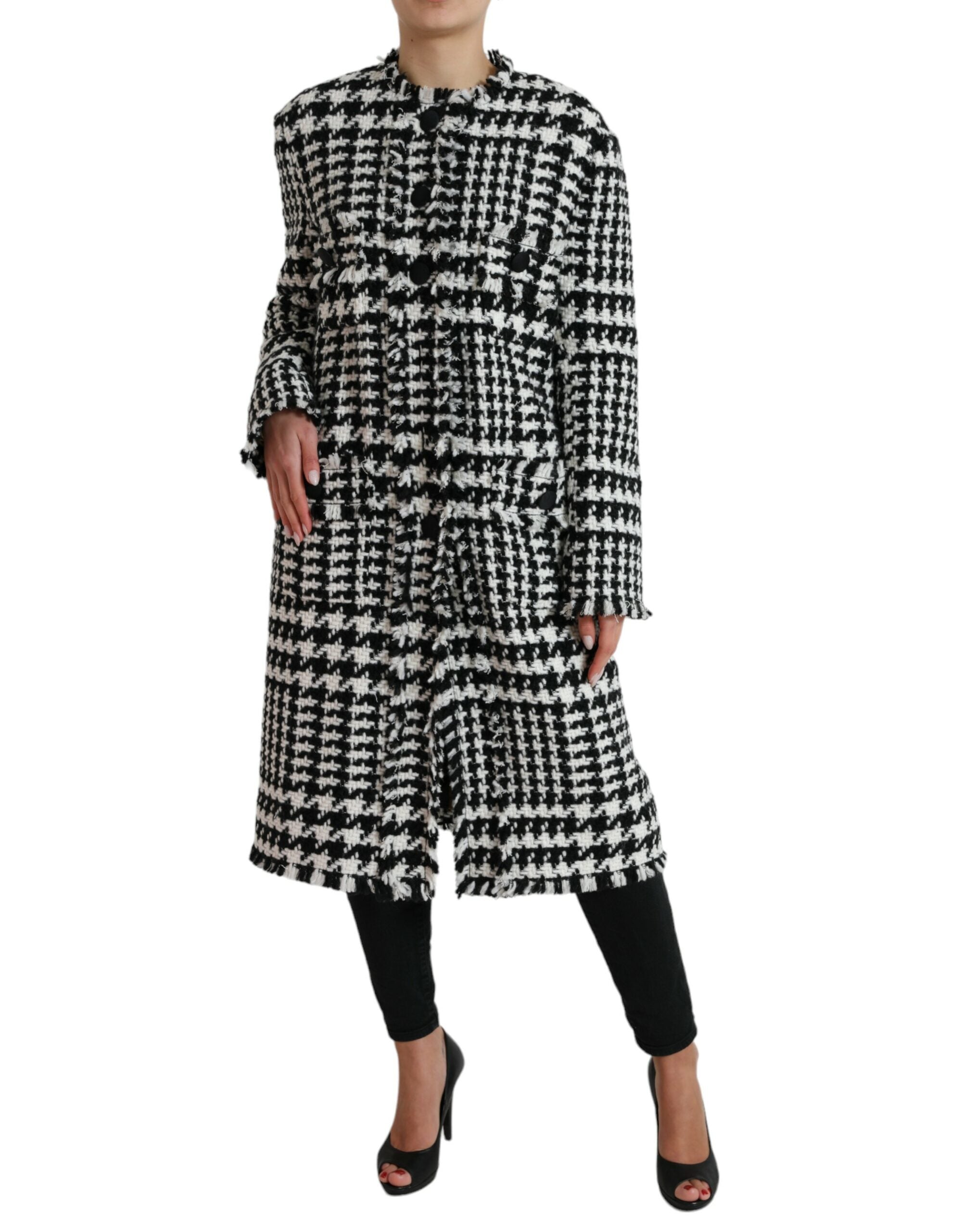 Dolce & Gabbana Black White Houndstooth Trench Coat Jacket - Zeiniez