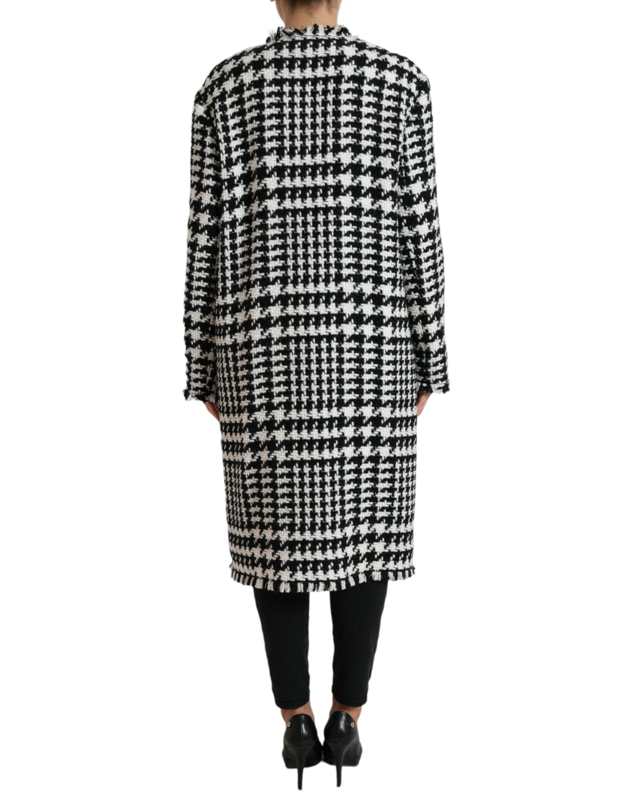 Dolce & Gabbana Black White Houndstooth Trench Coat Jacket - Zeiniez