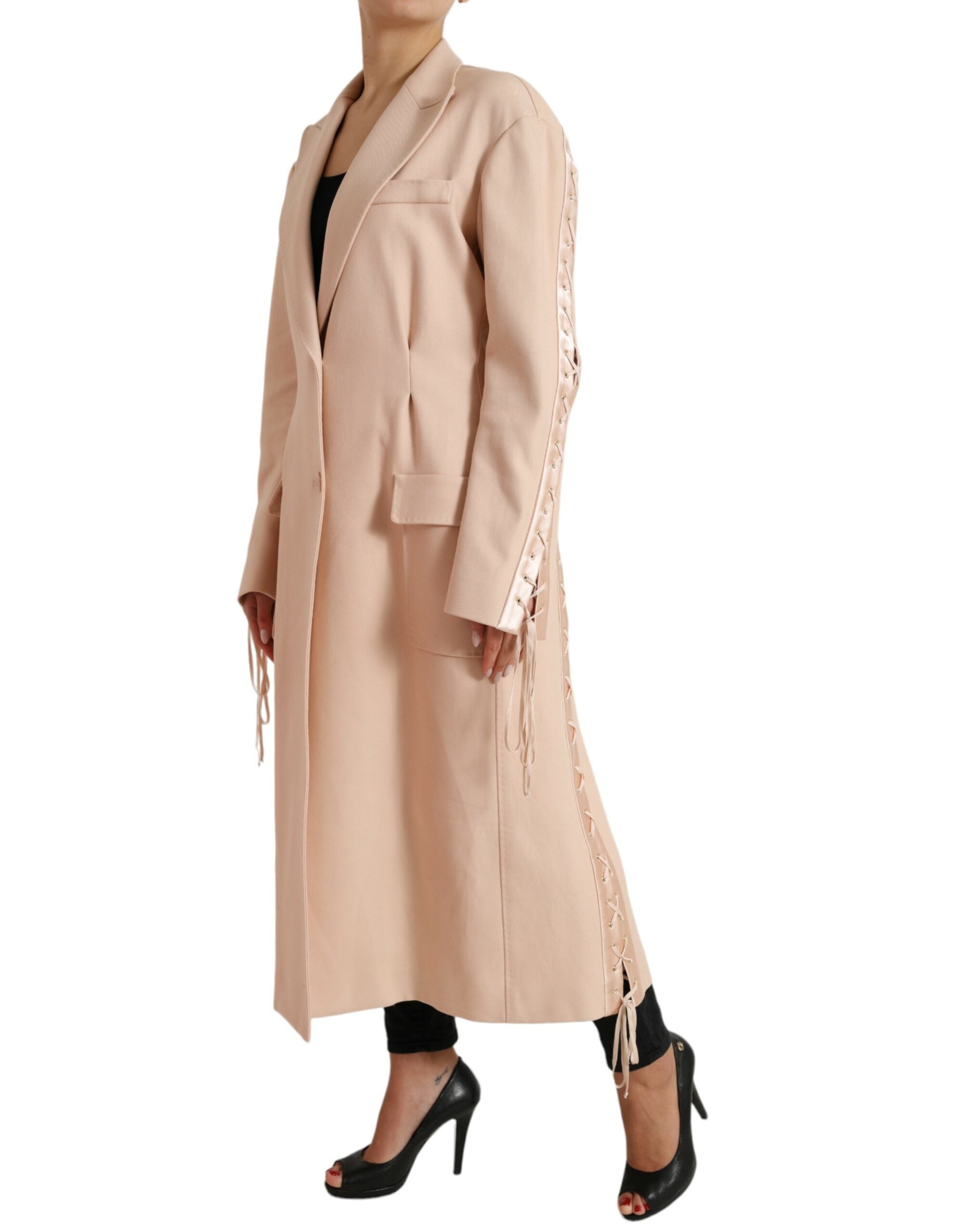 Dolce & Gabbana Beige Cotton Single Breasted Long Coat Jacket - Zeiniez