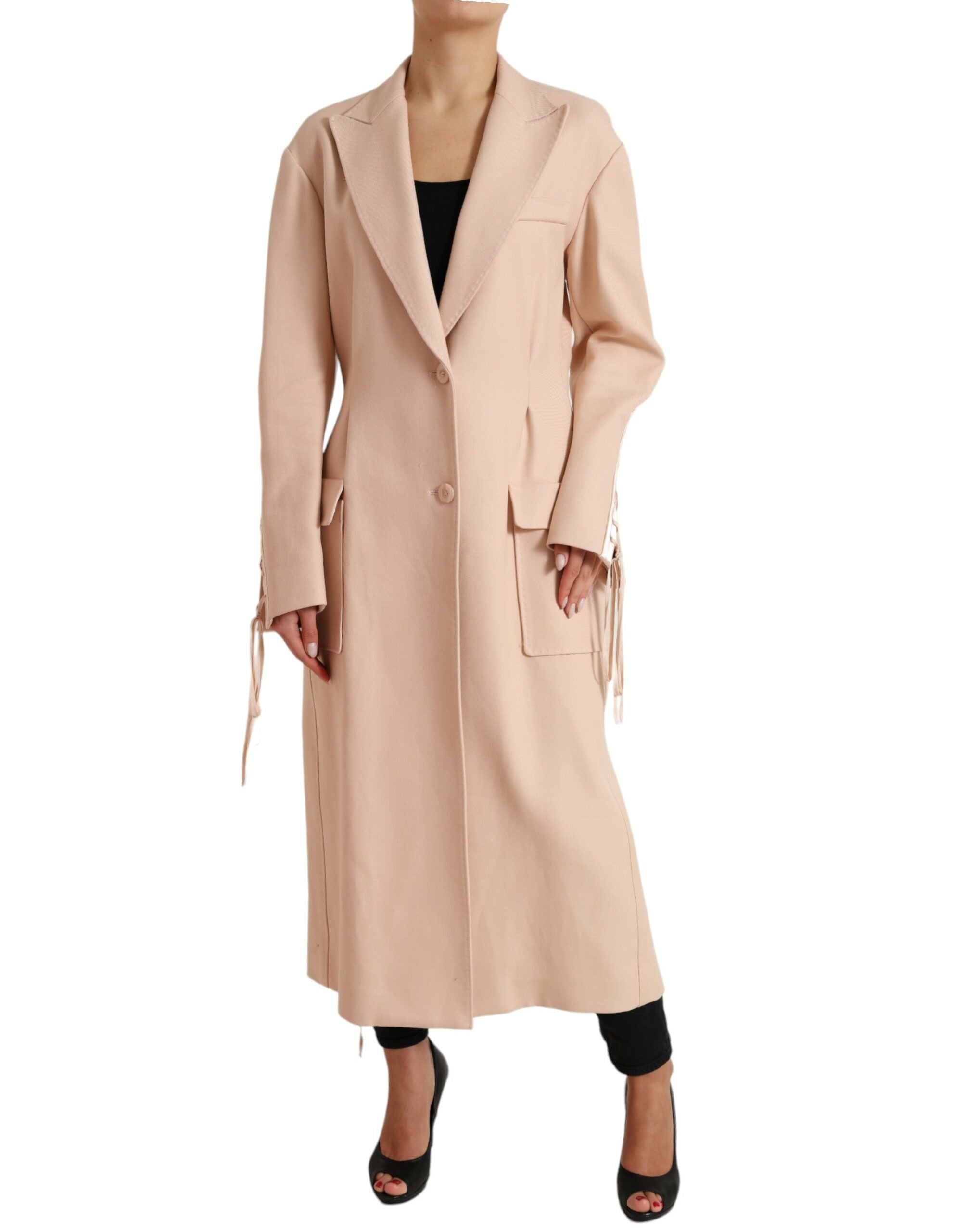 Dolce & Gabbana Beige Cotton Single Breasted Long Coat Jacket - Zeiniez