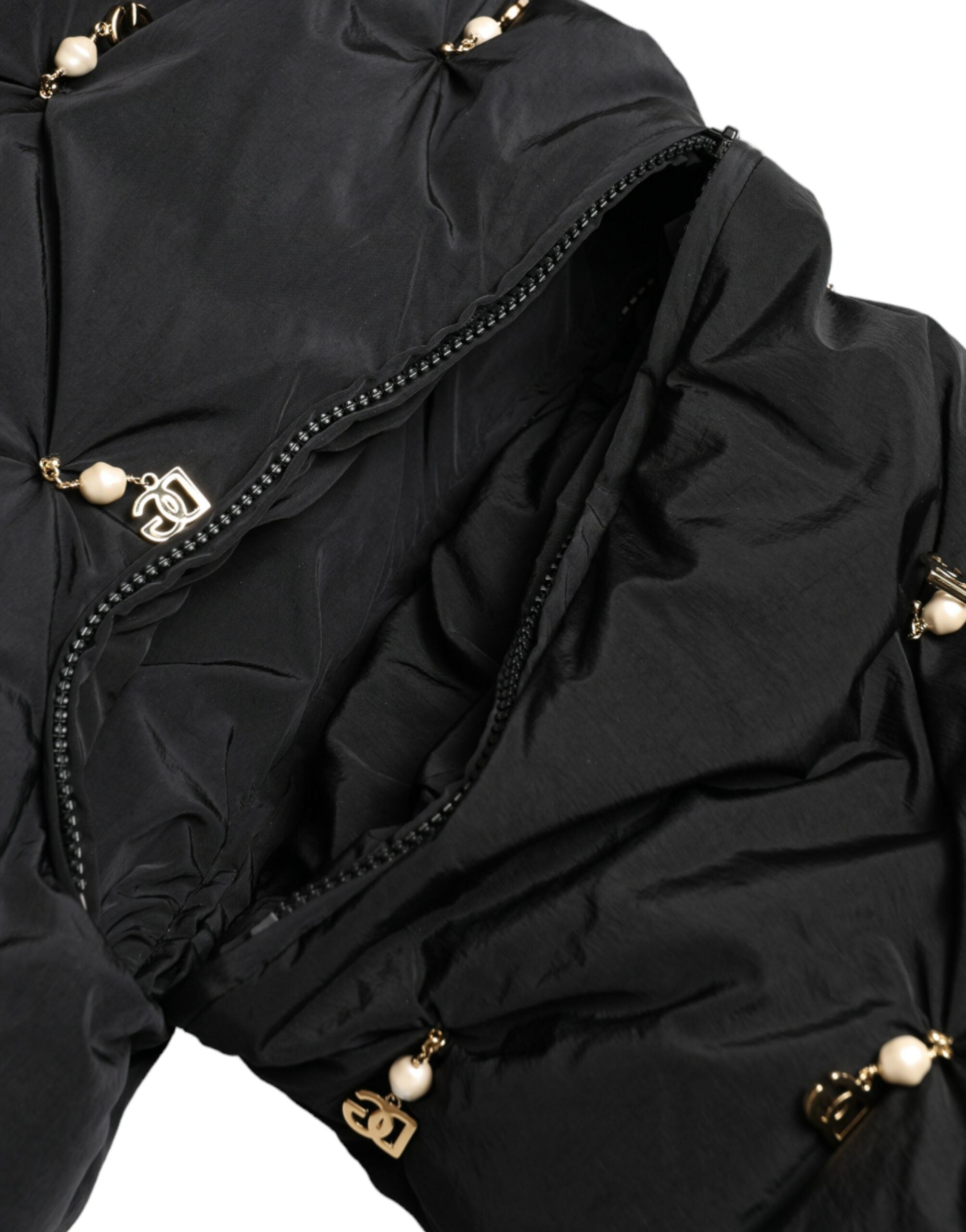 Dolce & Gabbana Black Embellished Quilted Shell Bomber Jacket - Zeiniez