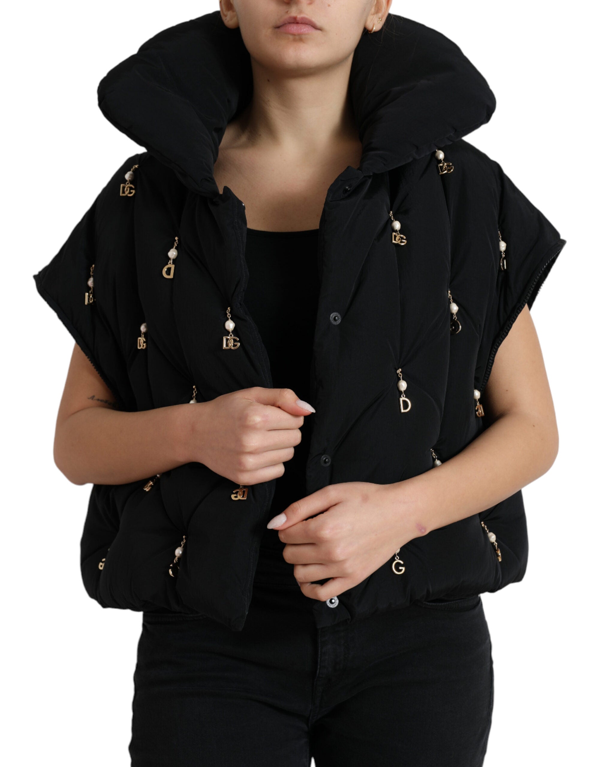 Dolce & Gabbana Black Embellished Quilted Shell Bomber Jacket - Zeiniez
