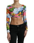 Dolce & Gabbana Multicolor Floral Long Sleeves Cropped Top - Zeiniez