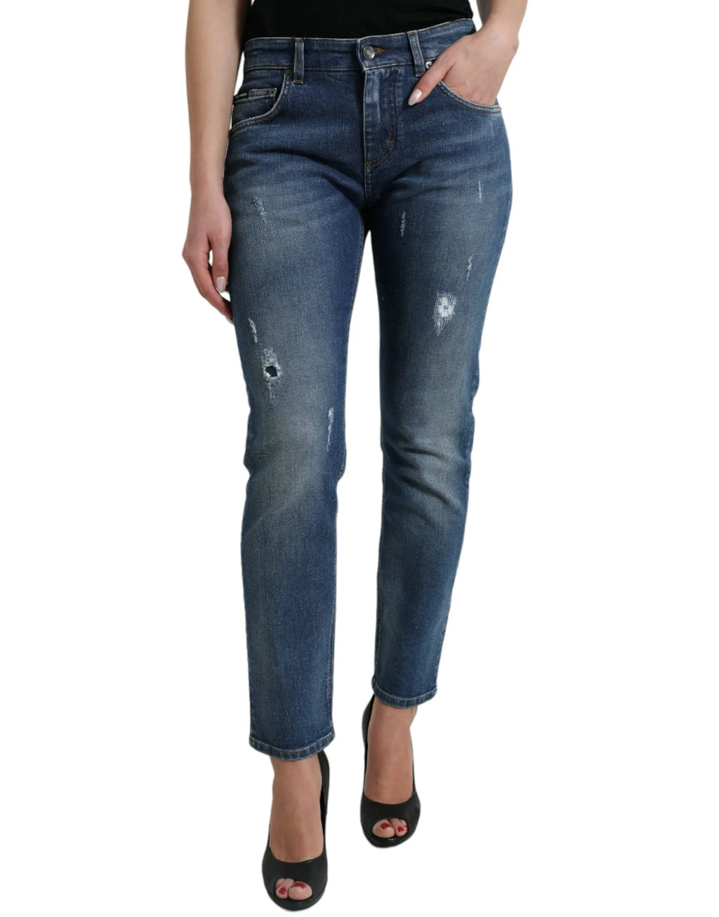 Dolce & Gabbana Blue BOYFRIEND Mid Waist Cotton Denim Jeans - Zeiniez