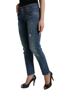 Dolce & Gabbana Blue BOYFRIEND Mid Waist Cotton Denim Jeans - Zeiniez