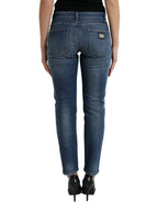Dolce & Gabbana Blue BOYFRIEND Mid Waist Cotton Denim Jeans - Zeiniez